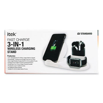 Itek™ 3-in-1 Qi Wireless Charging Stand, Usb-c Cable, Black freeshipping - TVN Wholesale